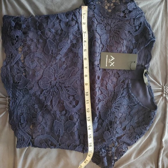 AX Paris Women's short sleeve crochet 2 piece navy dress - Picture 7 of 10